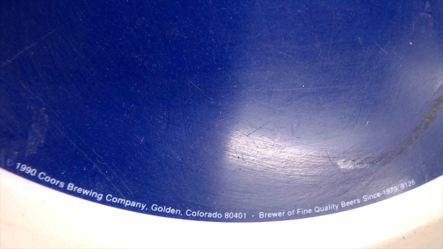 1990 Coors Light “The Silver Bullet” Plastic Bar Serving Tray – 13" Round