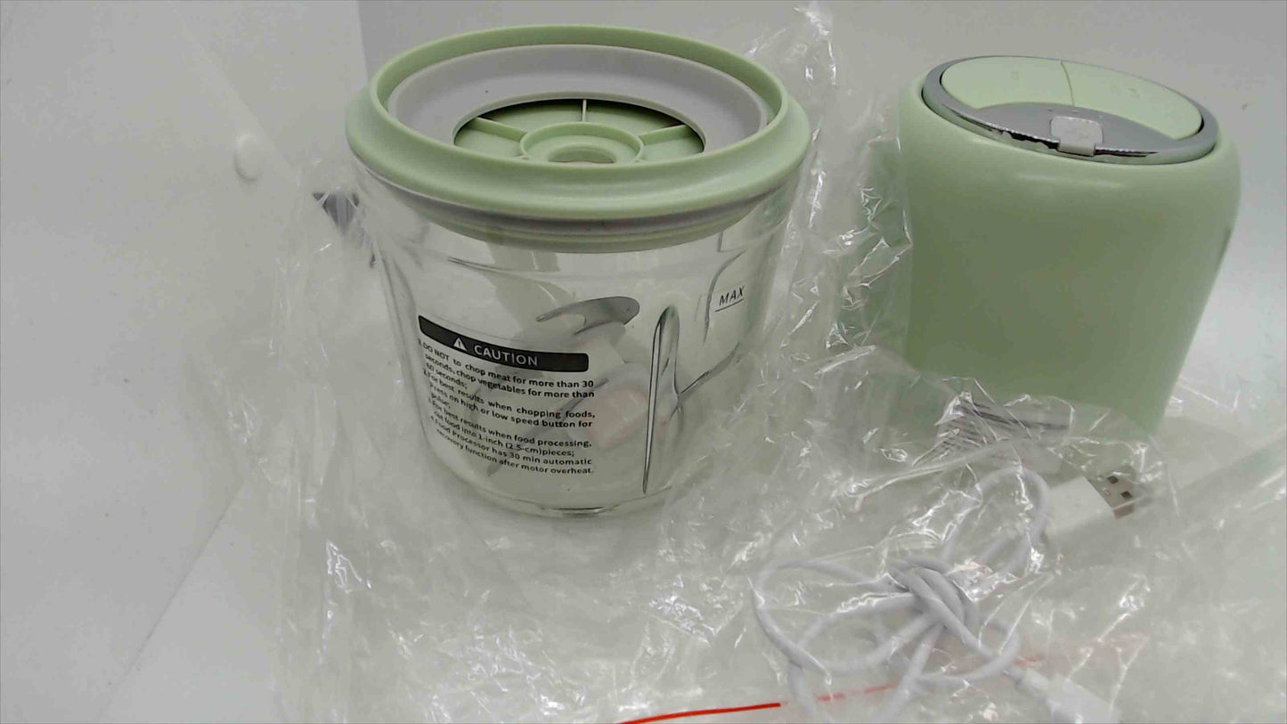Ranbem USB Food Processor Model 238B – 600mL Rechargeable Mini Chopper, Mint Green – Open Box