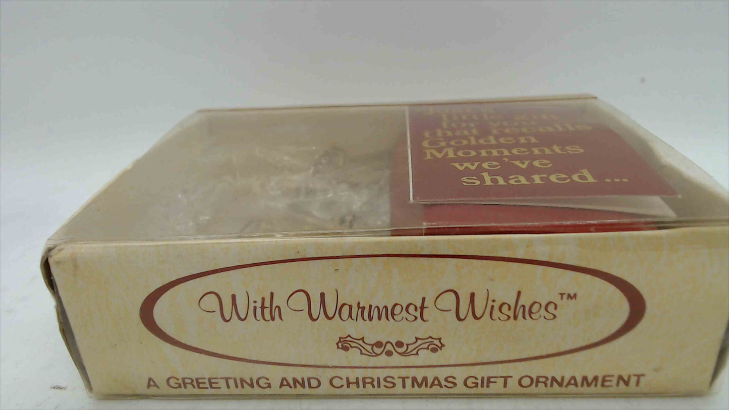 Vintage 1988 Bradford Novelty “With Warmest Wishes” Peace Wreath Ornament – New in Open Box