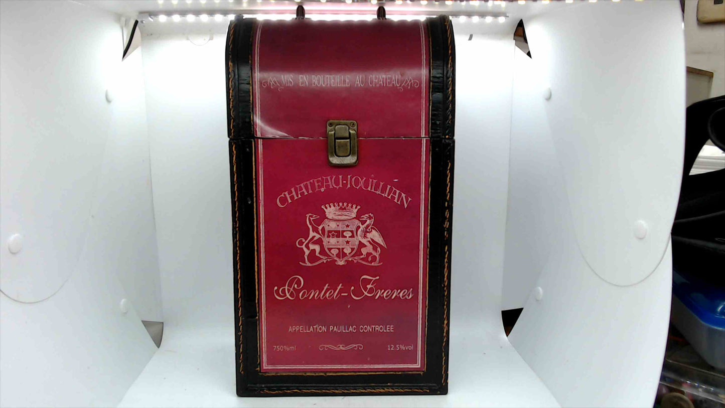 Chateau Joullian “Pontet-Freres” Wooden Wine Bottle Storage Chest ~ 14" Tall
