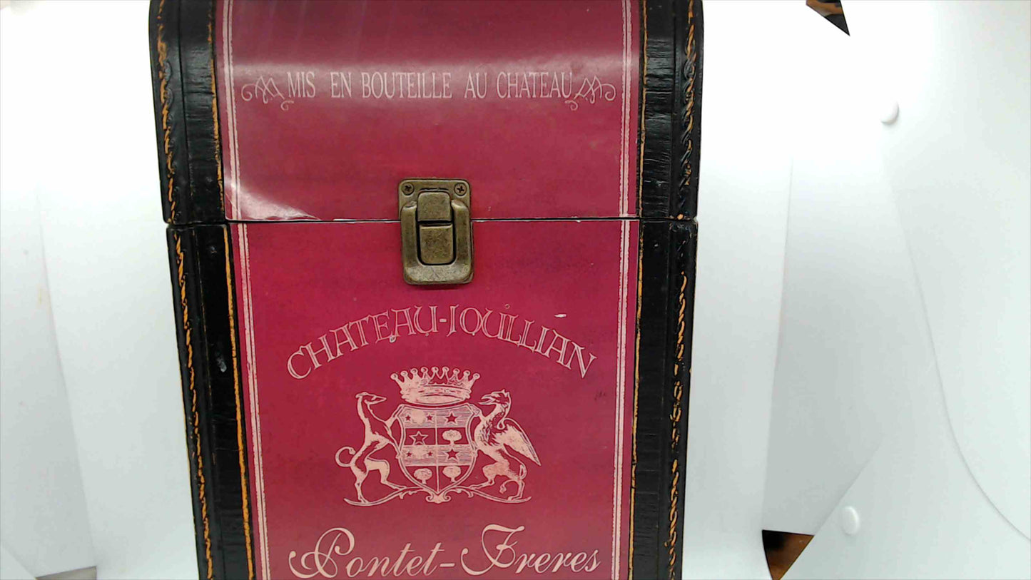 Chateau Joullian “Pontet-Freres” Wooden Wine Bottle Storage Chest ~ 14" Tall