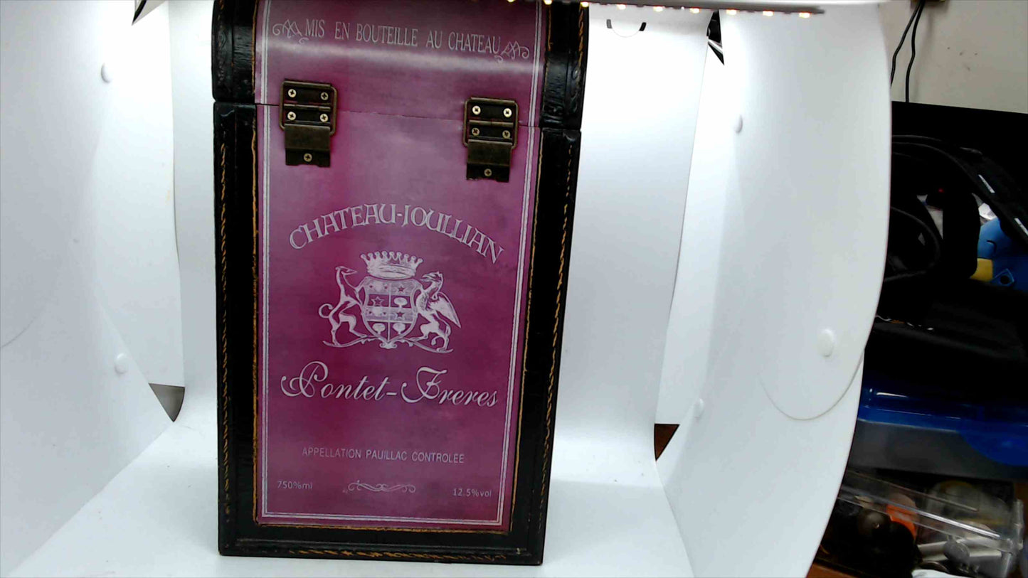 Chateau Joullian “Pontet-Freres” Wooden Wine Bottle Storage Chest ~ 14" Tall