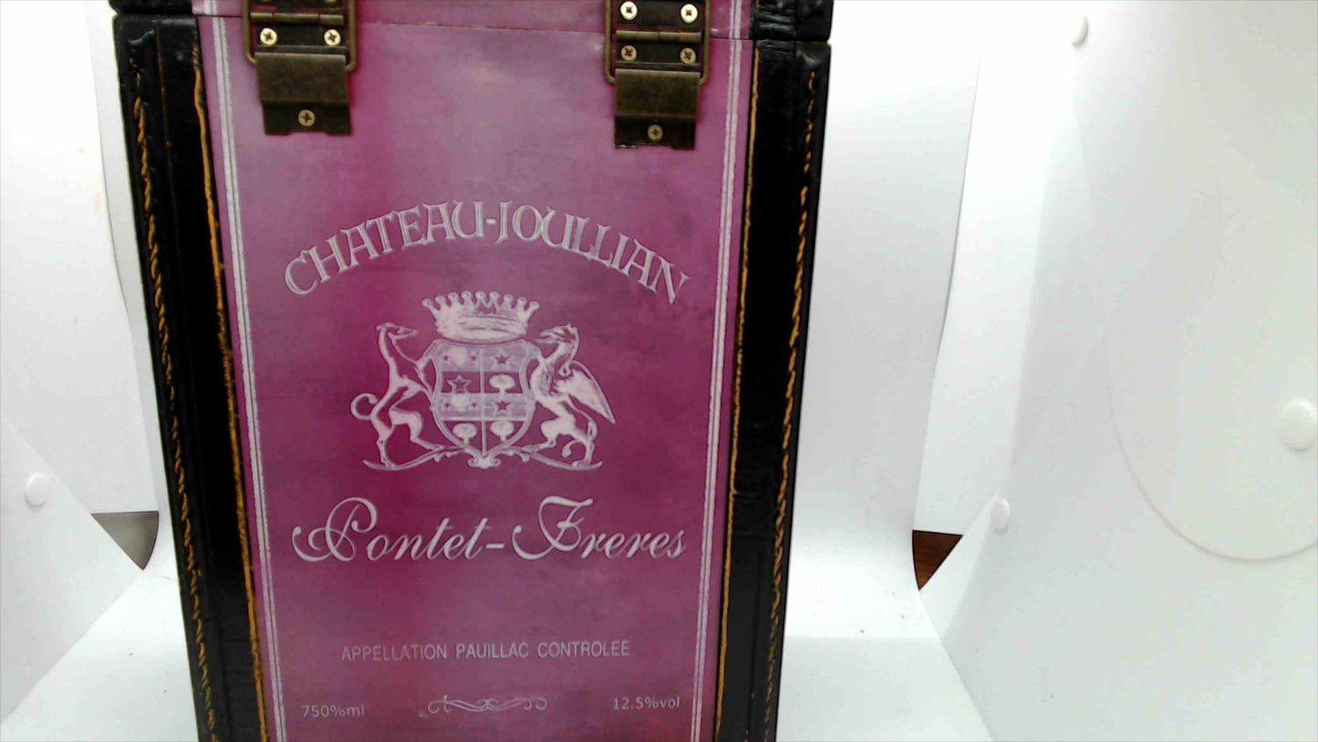 Chateau Joullian “Pontet-Freres” Wooden Wine Bottle Storage Chest ~ 14" Tall