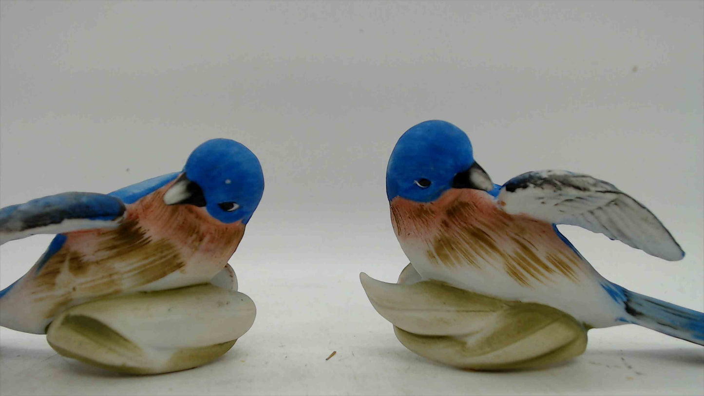 Vintage Made in Japan Bluebird Figurine Pair – KW1268 – Hand-Painted Ceramic Birds