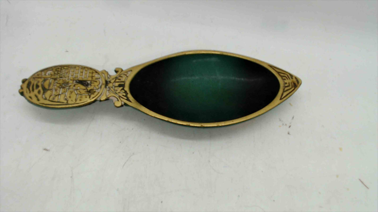 Vintage RDM Israel Brass & Enamel Jerusalem Souvenir Trinket Dish 6"