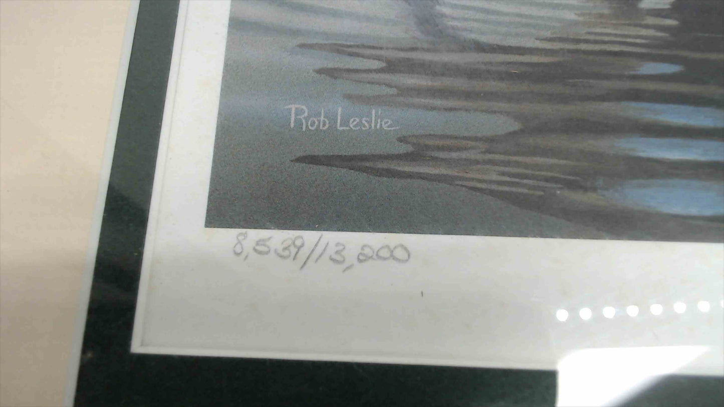 1987–88 Idaho Migratory Waterfowl Stamp Print by Rob Leslie – Signed & Numbered – Framed 18"x16"