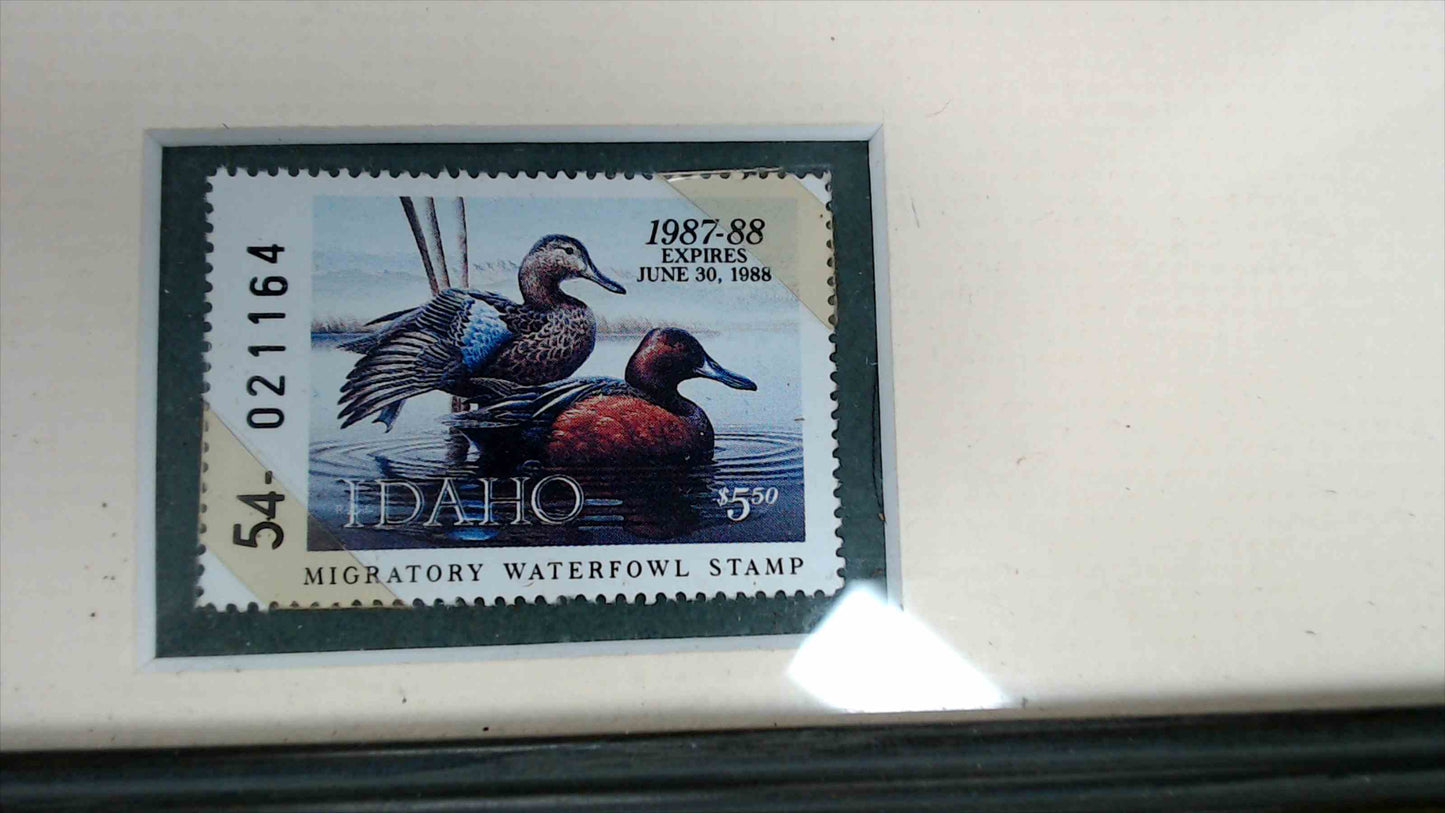 1987–88 Idaho Migratory Waterfowl Stamp Print by Rob Leslie – Signed & Numbered – Framed 18"x16"