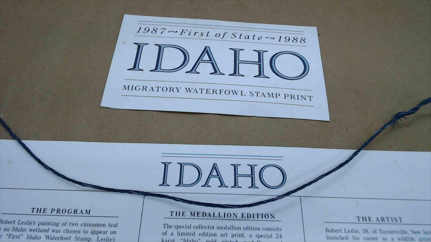 1987–88 Idaho Migratory Waterfowl Stamp Print by Rob Leslie – Signed & Numbered – Framed 18"x16"