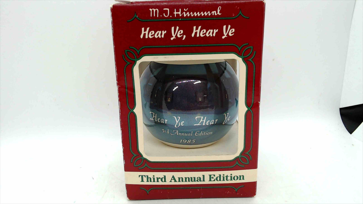 M.J. Hummel “Hear Ye, Hear Ye” 3rd Annual Edition Christmas Ornament (1985) – Original Box