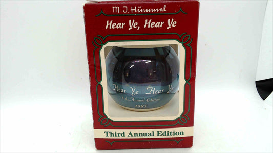 M.J. Hummel “Hear Ye, Hear Ye” 3rd Annual Edition Christmas Ornament (1985) – Original Box