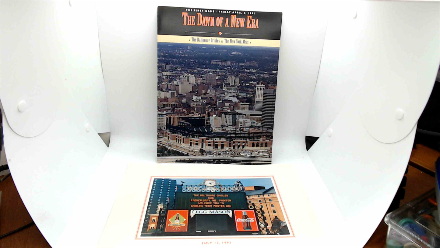 1992 Baltimore Orioles “The Dawn of a New Era” Opening Day Program + 1992 Team Poster (2-Piece Lot)