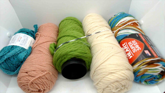 Mixed Lot of 5 Yarn Skeins – Assorted Colors & Textures, Red Heart Super Saver Included