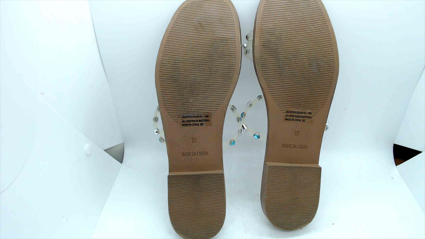 Steve Madden Women’s Size 10 Rhinestone Jelly Slide Sandals – Clear Straps, Multicolor Studs