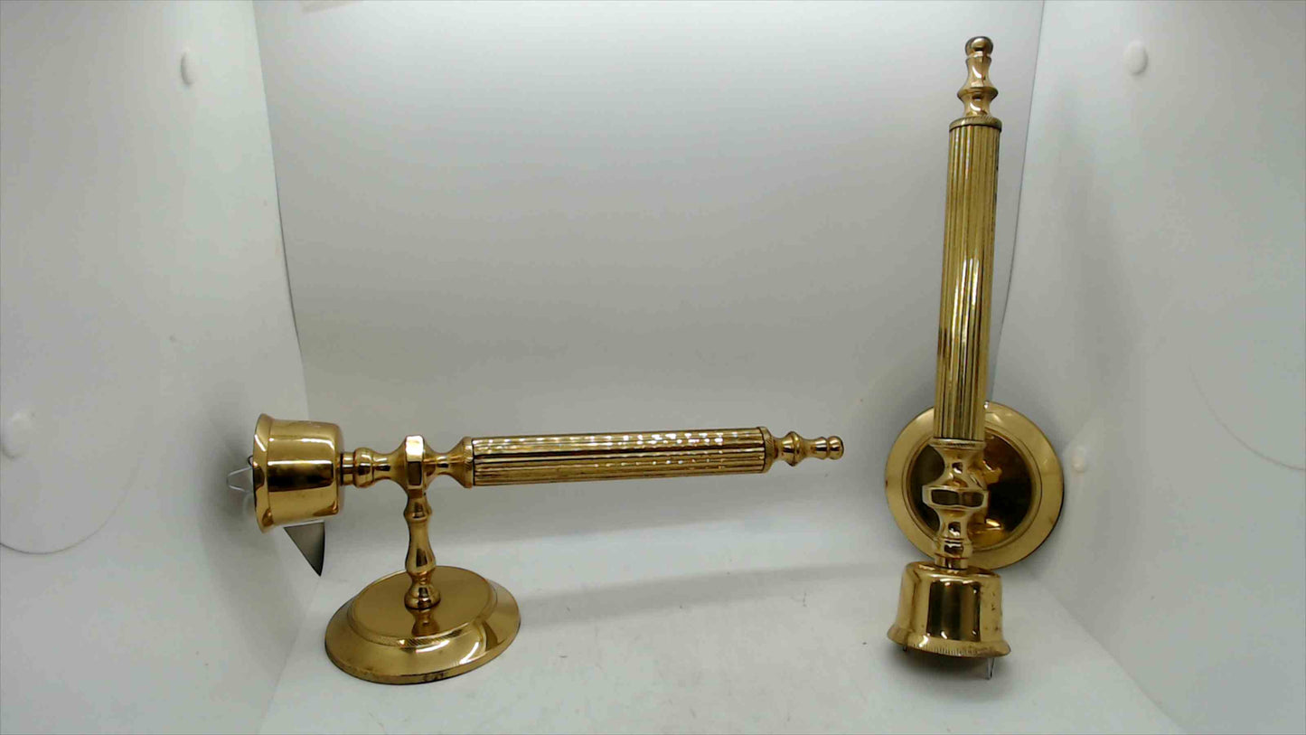 Pair of Vintage Lacquered Brass Wall Sconces – Made in India – Classic Ribbed Design