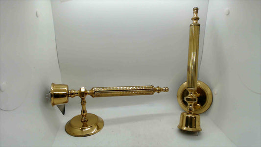 Pair of Vintage Lacquered Brass Wall Sconces – Made in India – Classic Ribbed Design