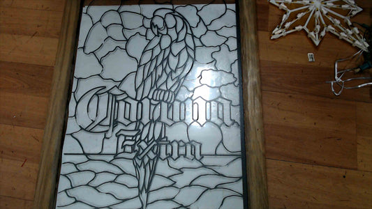 Vintage Corona Extra Parrot Faux Stained Glass Bar Sign Wall Art 24" x 32" Framed