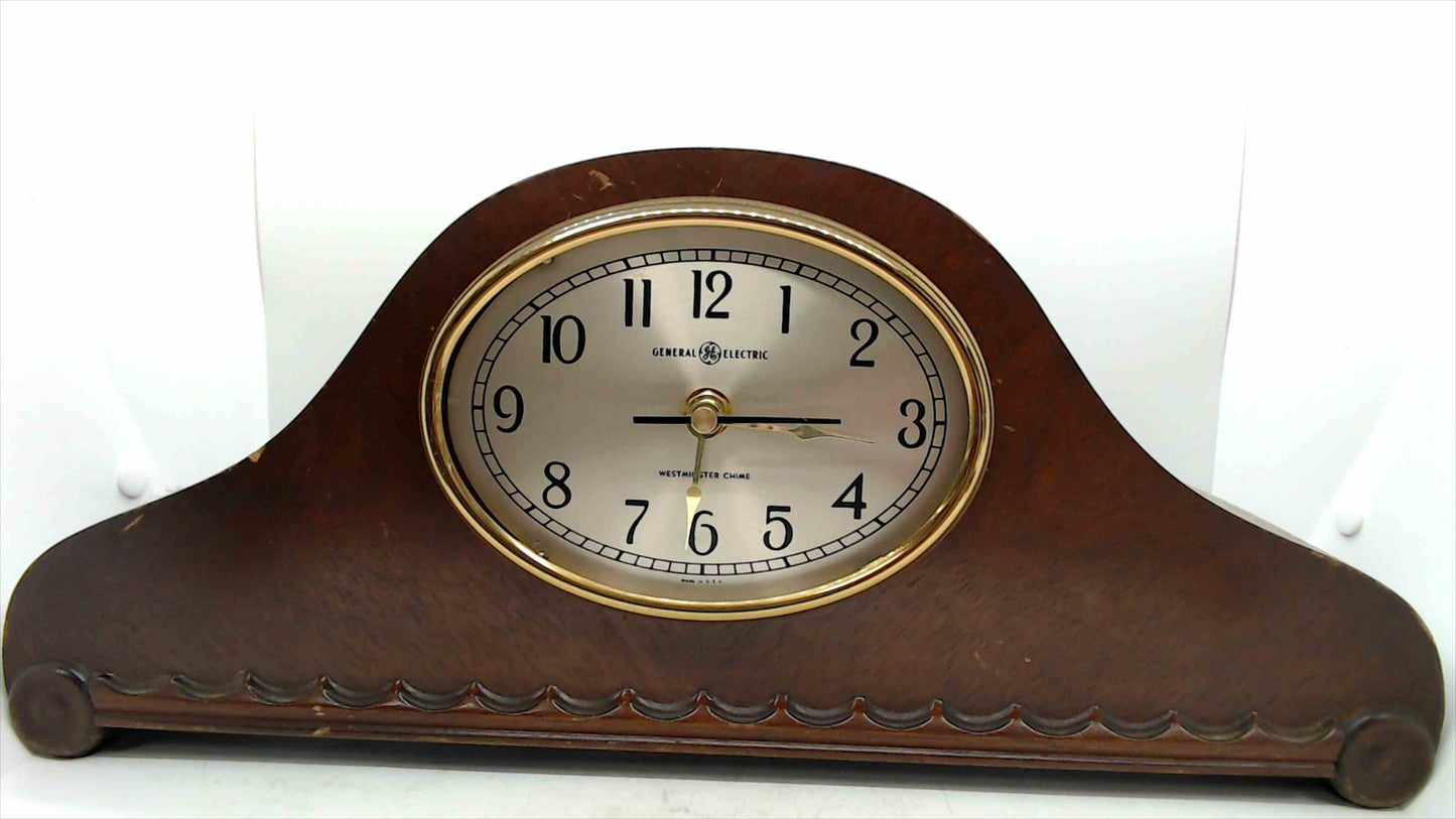Vintage General Electric Model 416 Mantel Clock Case w/ Quartz Movement – Westminster Chime Dial