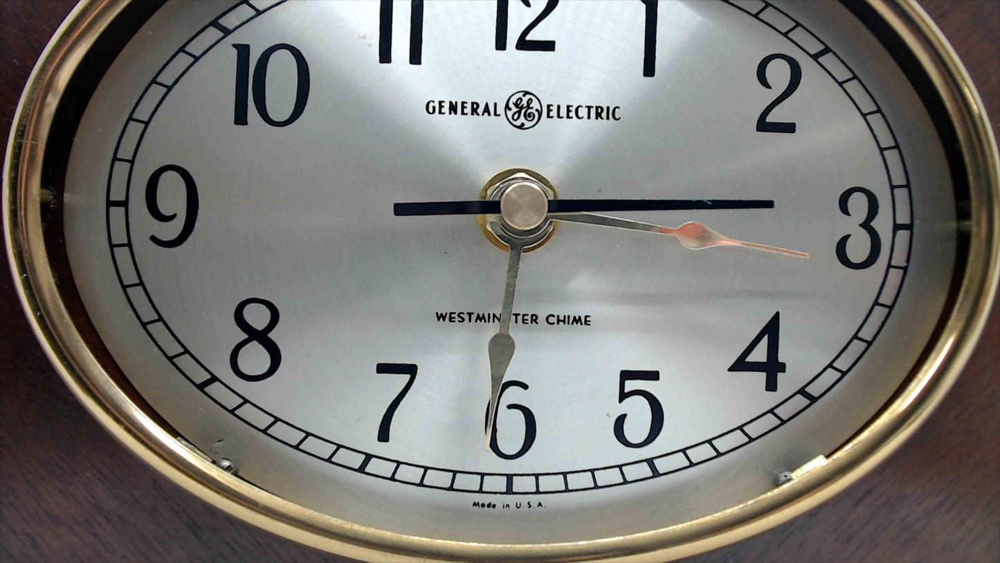 Vintage General Electric Model 416 Mantel Clock Case w/ Quartz Movement – Westminster Chime Dial