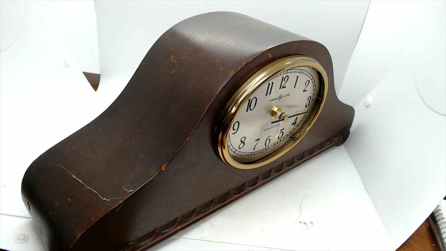 Vintage General Electric Model 416 Mantel Clock Case w/ Quartz Movement – Westminster Chime Dial