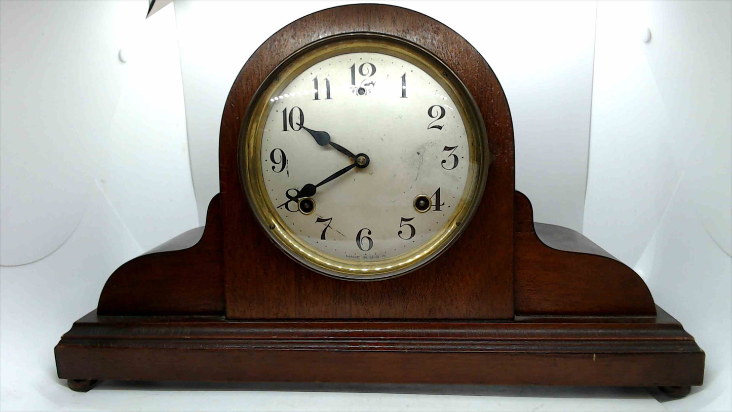 Vintage Sessions 8-Day Mantel Clock Cathedral Gong – Tambour Wood Case w/ Key & Pendulum