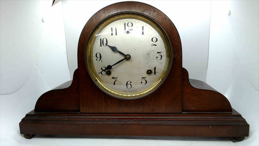 Vintage Sessions 8-Day Mantel Clock Cathedral Gong – Tambour Wood Case w/ Key & Pendulum