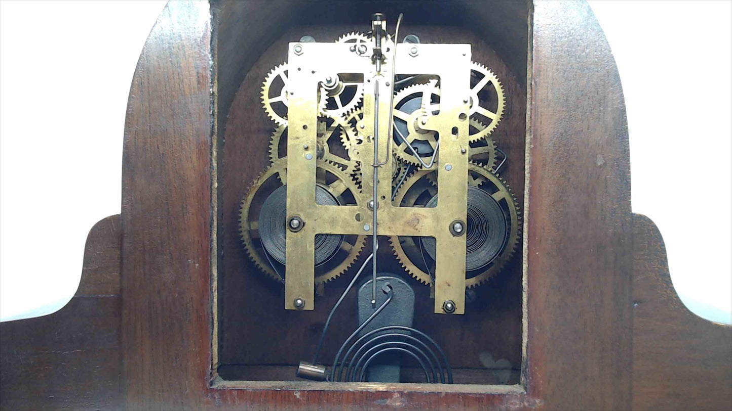Vintage Sessions 8-Day Mantel Clock Cathedral Gong – Tambour Wood Case w/ Key & Pendulum