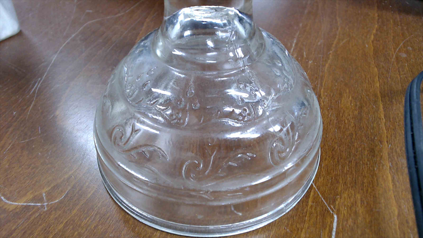 Vintage Clear Glass Oil Lamp w/ Embossed Base & Chimney – 16.5" Tall