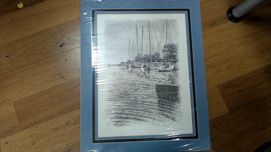 Limited Edition Pen & Ink Print – “Summering Skipjacks, Tilghman Island, MD” by Edmund S. Spencey – 16” x 20”