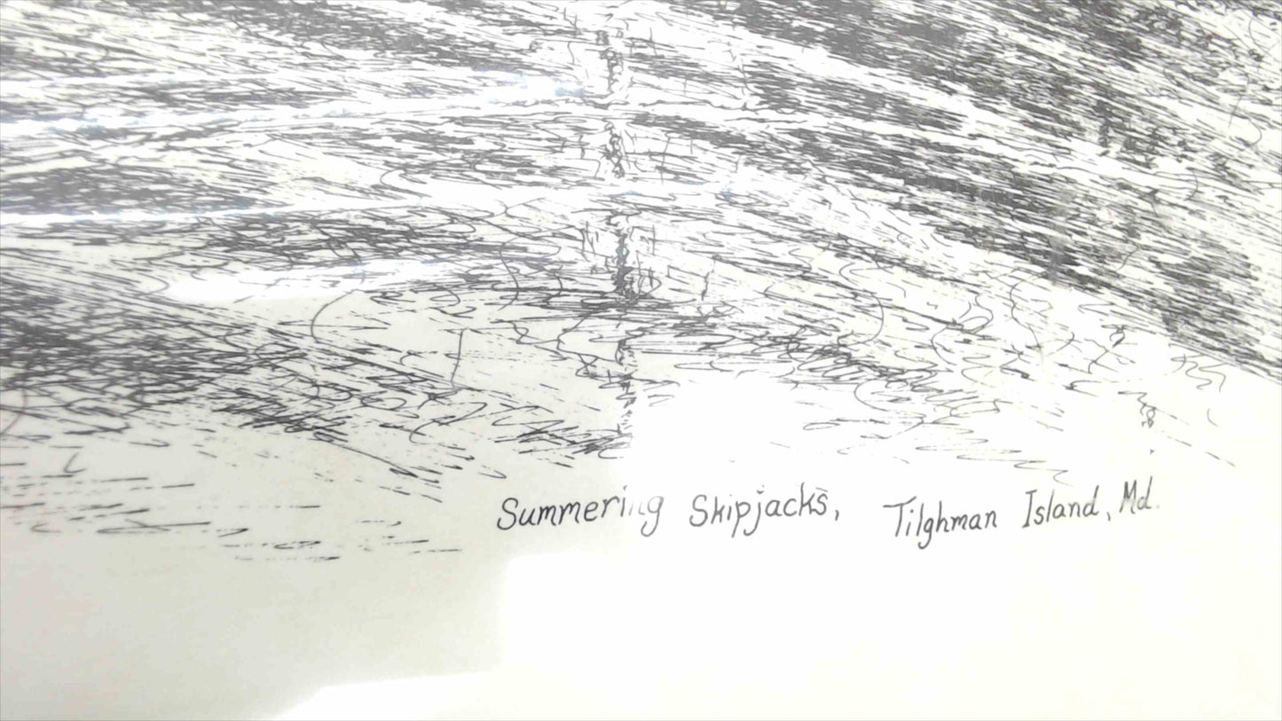 Limited Edition Pen & Ink Print – “Summering Skipjacks, Tilghman Island, MD” by Edmund S. Spencey – 16” x 20”