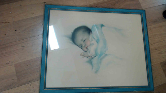 Vintage “A Little Bit of Heaven” Baby Print by Bessie Pease Gutmann – Framed Nursery Wall Art 19.5" x 15.5"