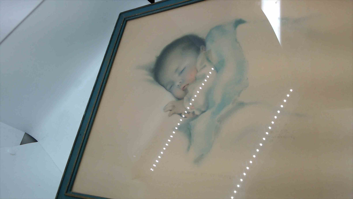 Vintage “A Little Bit of Heaven” Baby Print by Bessie Pease Gutmann – Framed Nursery Wall Art 19.5" x 15.5"