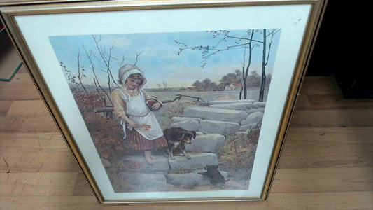 1885 “The First Step” by C. Hillyard Swinstead, Engraved by S. Arlent Edwards – Framed Print 24"x30"