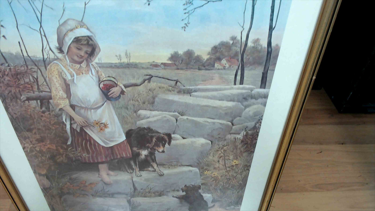 1885 “The First Step” by C. Hillyard Swinstead, Engraved by S. Arlent Edwards – Framed Print 24"x30"