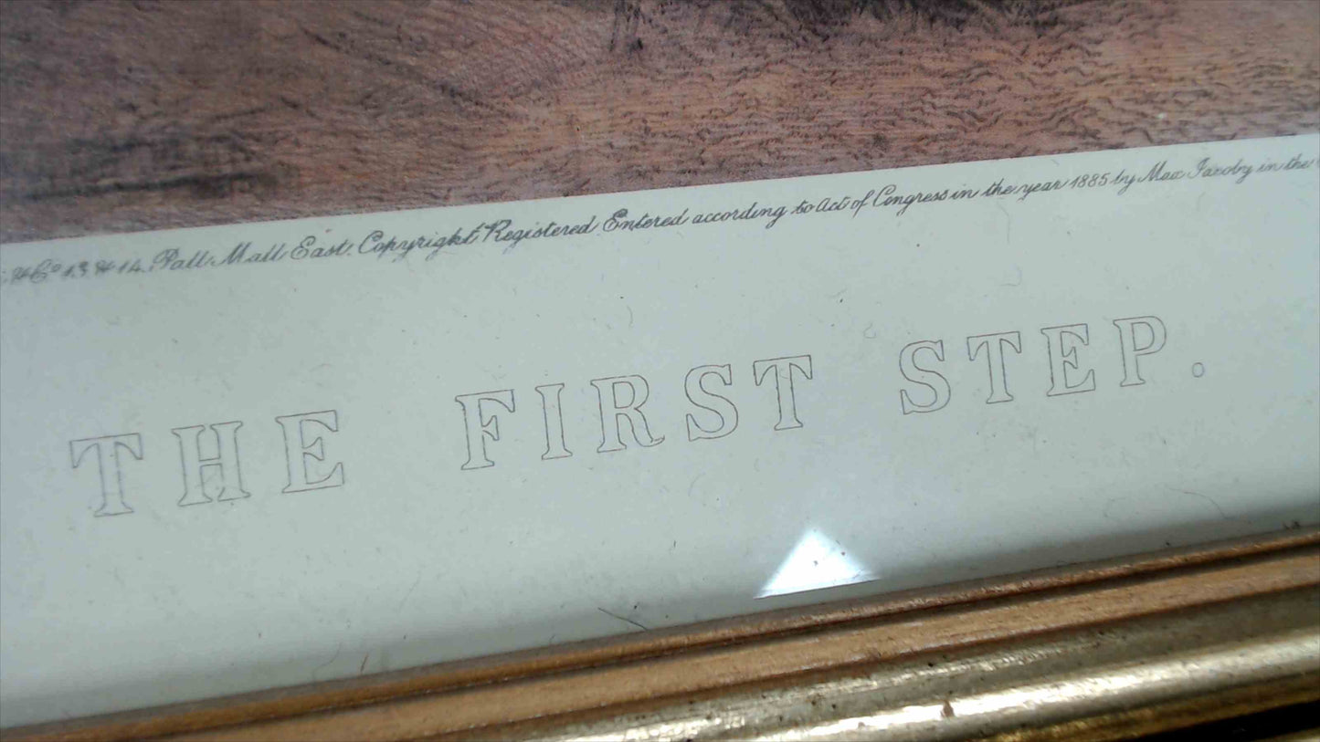 1885 “The First Step” by C. Hillyard Swinstead, Engraved by S. Arlent Edwards – Framed Print 24"x30"