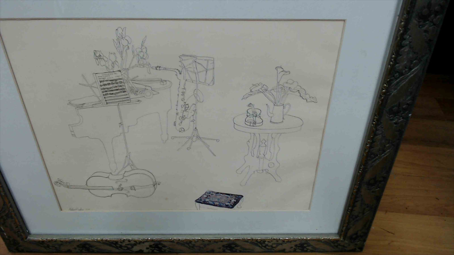 Millicent Tomkins Original Still Life Sketch – Signed & Dated 1974 – Framed 20” x 24”