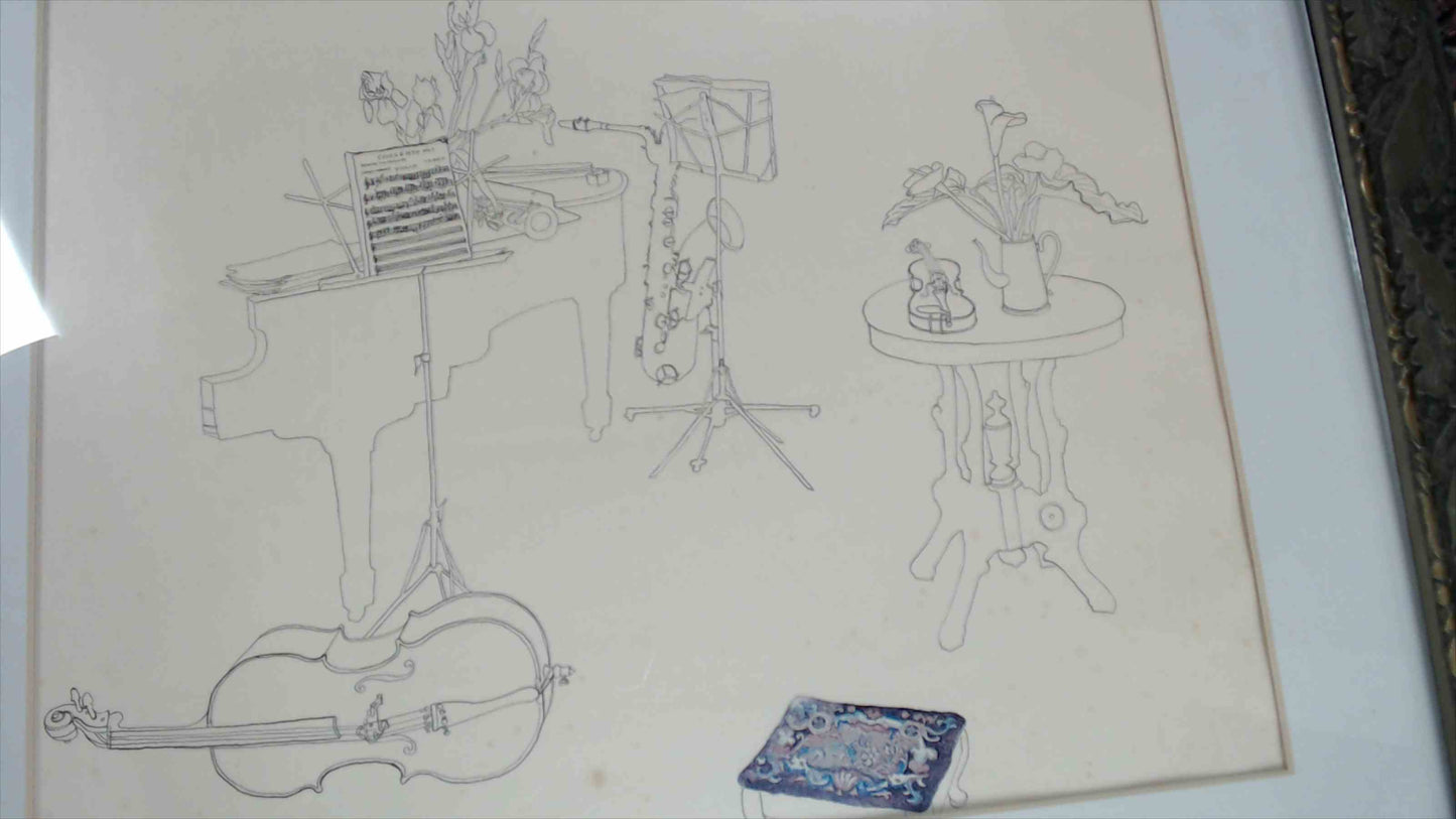 Millicent Tomkins Original Still Life Sketch – Signed & Dated 1974 – Framed 20” x 24”