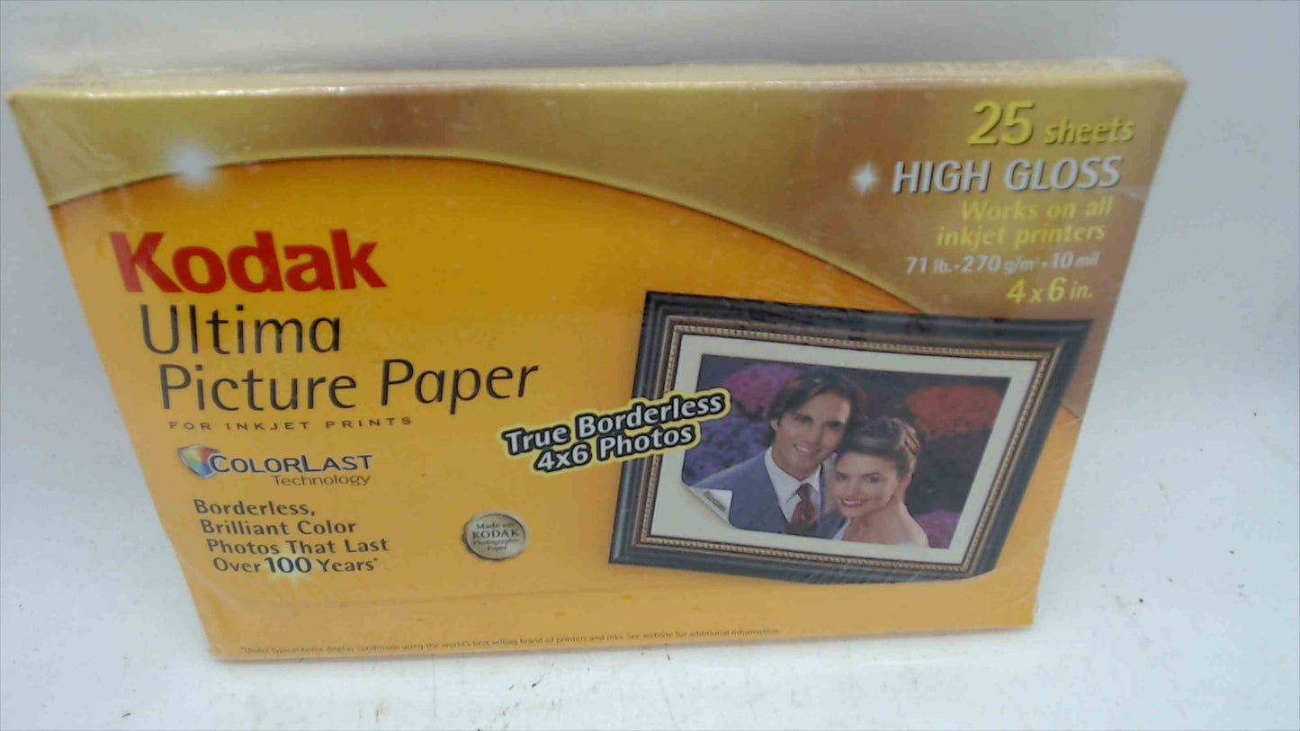 Kodak Ultima Picture Paper 4x6 High Gloss – 25 Sheets – ColorLast – Sealed Inkjet Photo Paper
