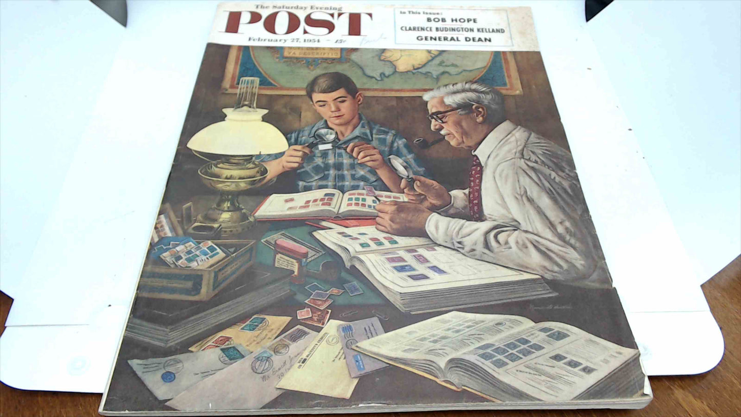 The Saturday Evening Post Magazine – February 27, 1954 – Stamp Collecting Cover – Chesterfield Cigarette Ad