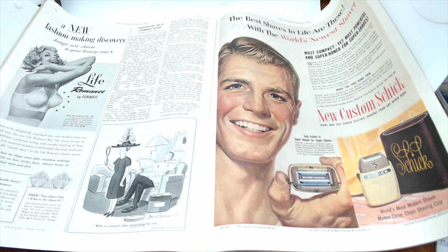 The Saturday Evening Post – October 2, 1954 – Small Town Street Scene Cover – Coca-Cola Back Cover