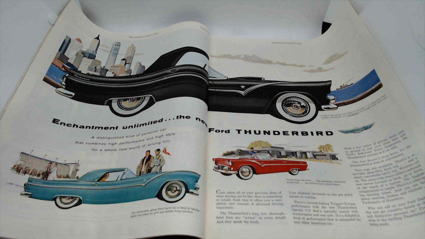 1954 Saturday Evening Post – Oct. 23 Issue – Jazz Rehearsal Cover – Dragnet Chesterfield Ad – Thunderbird