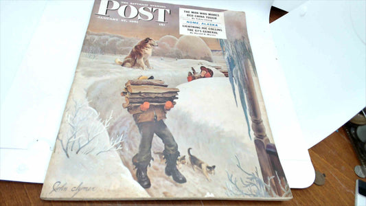 Vintage Saturday Evening Post Magazine – January 27, 1951 – John Clymer Winter Snow Scene & Coca-Cola Ad