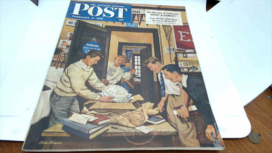 🎩 The Saturday Evening Post – February 3, 1951 – Dorm Room Cake Surprise Cover + Vintage Mid-Century Ads