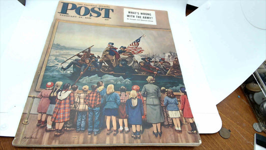 1951 Saturday Evening Post Magazine – “Washington Crossing the Delaware” Classroom Cover – Nash Airflyte & Coca-Cola Ads
