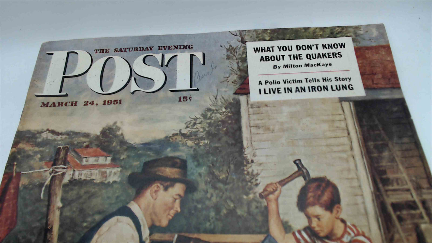 The Saturday Evening Post – March 24, 1951 – Amos Sewell Cover “Doghouse / Shorty” – Vintage Ads