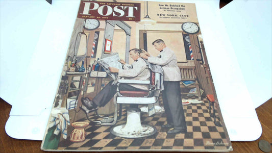 The Saturday Evening Post – January 26, 1946 | Barber Shop Cover | WWII Aftermath | Sunkist Back Cover