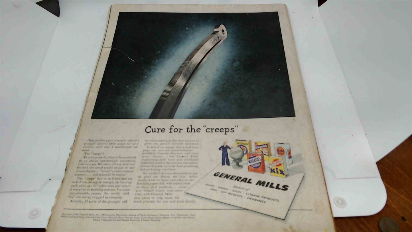 The Saturday Evening Post – November 18, 1944 | WWII War Plant Cover | “The Clock Runs Out on Stalin” | General Mills Back Cover