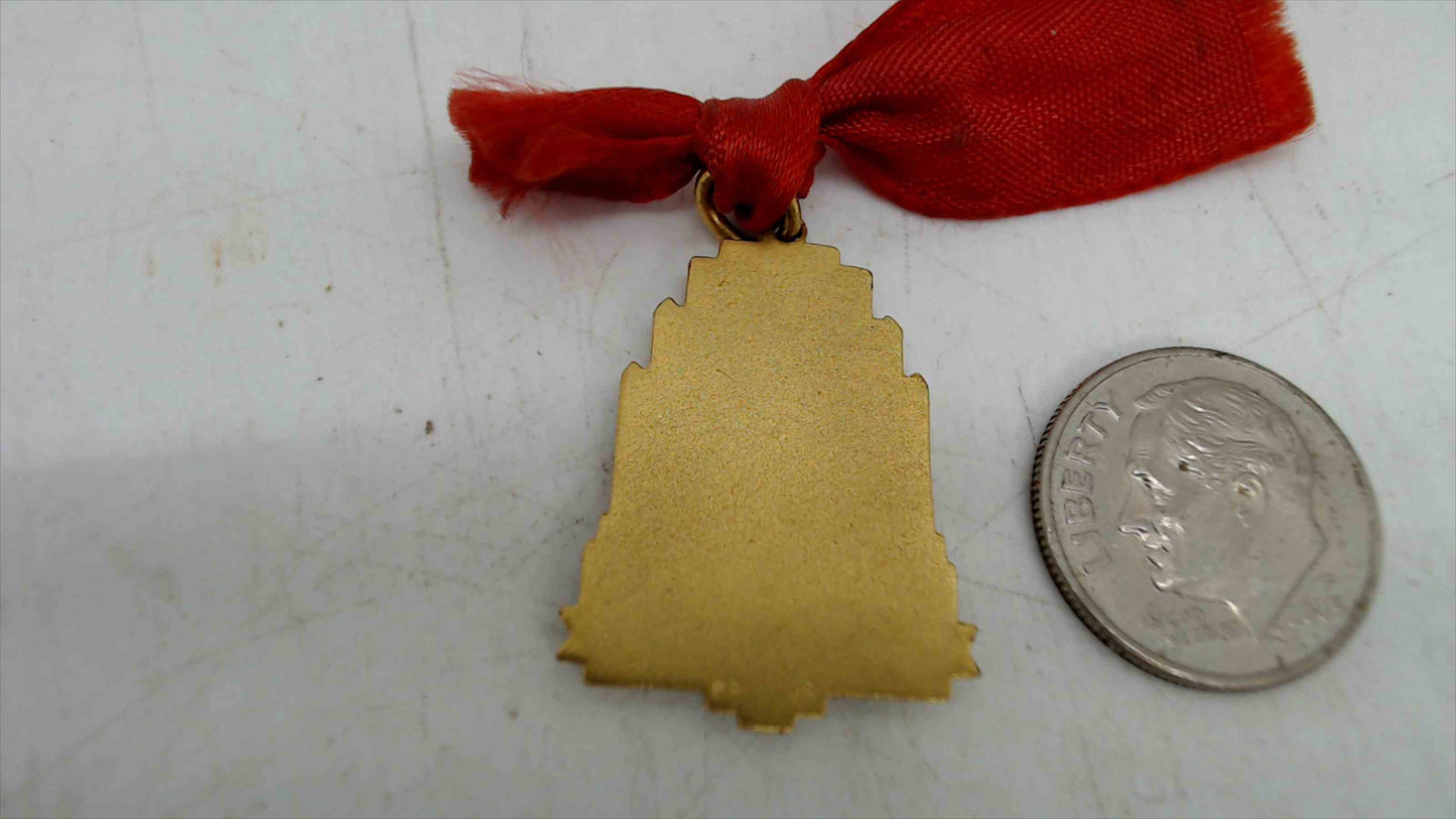 Vintage Intramural Sports Medal w/ Red Ribbon – Gold-Tone Athlete Award Charm
