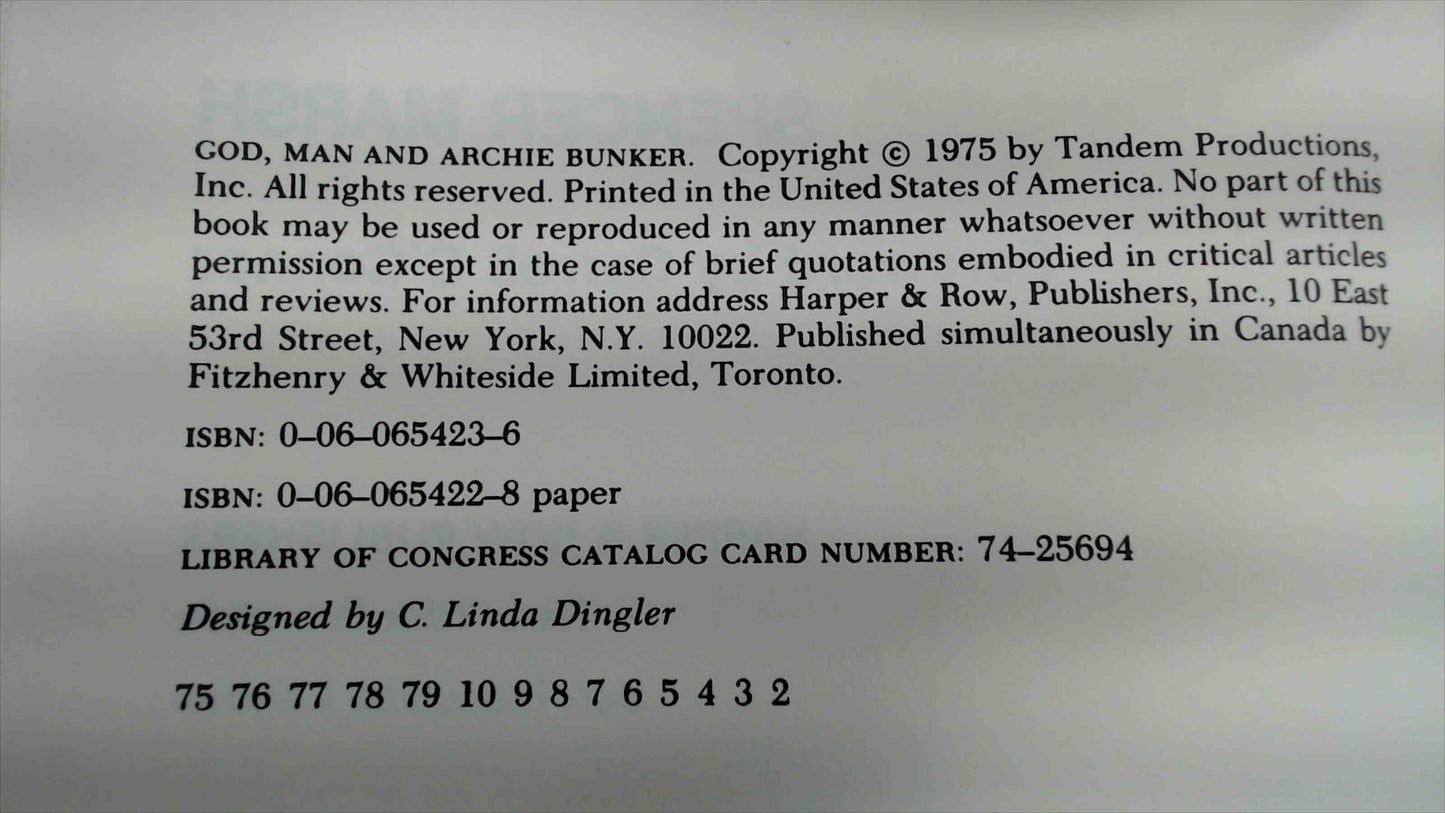 God, Man, and Archie Bunker by Spencer Marsh (1975 Paperback, Harper & Row)