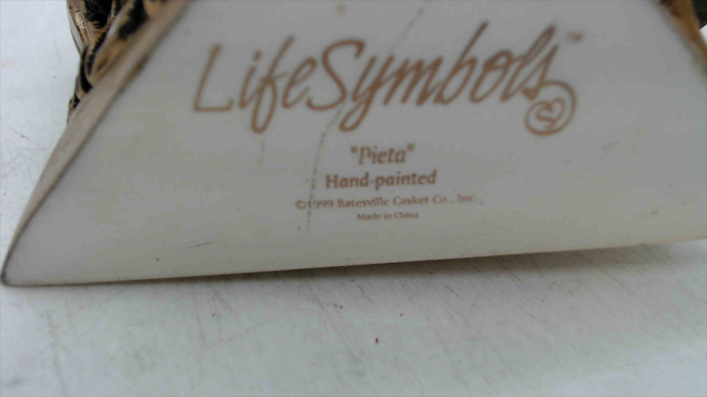 LifeSymbols “Pieta” Hand-Painted Figurines Pair (1999, Batesville Casket Co.) – 6” Religious Statue Bookend Set