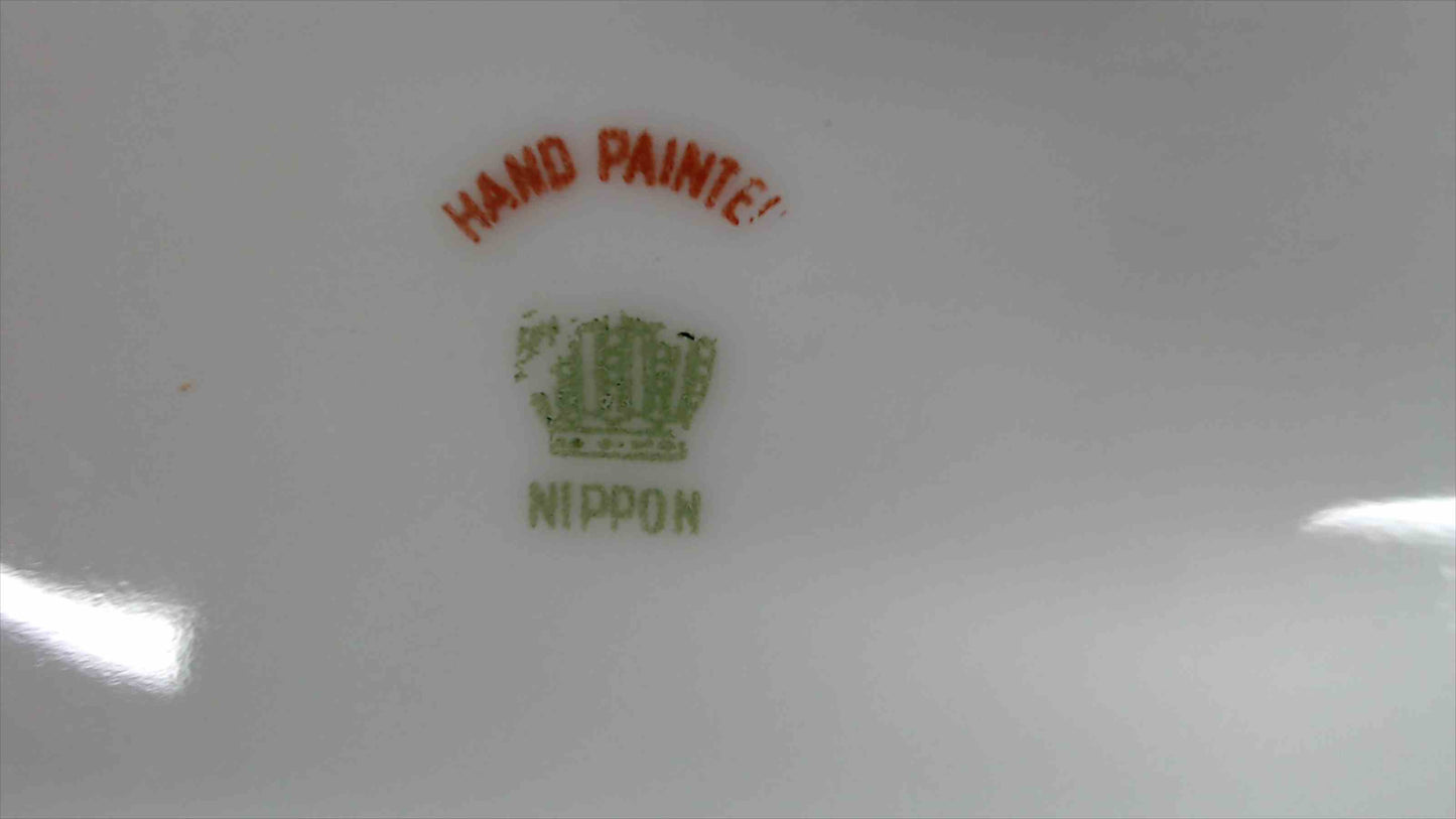 Antique Nippon Hand-Painted Floral & Gold-Gilt Oval Celery/Serving Dish – 12” Japan